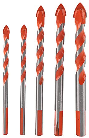 5pcs Triangle Handle Alloy Multifonctional Drift Bits High Durness Smooth Spiral Design pour en céramique Verre en verre Mur de brique de paroi en bois Diamètre 6 12 mm
