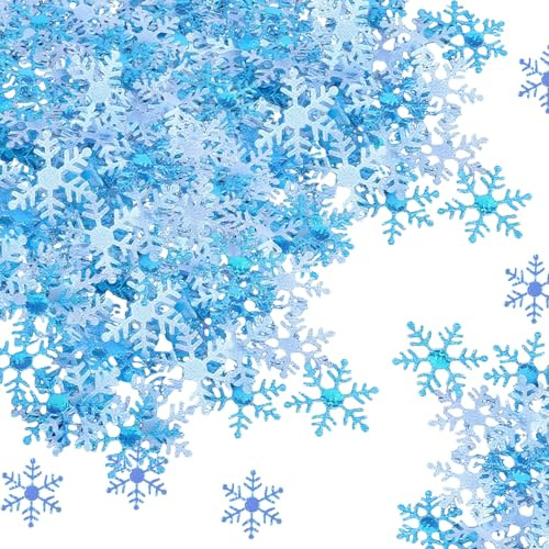 800 Stück Streudeko Weihnachten,Schneeflocken Deko,Tischdeko Weihnachten Schneeflocken Blaues, Geeignet für Winter, Hochzeit, Geburtstag, Feiertagsparty-Dekorationen