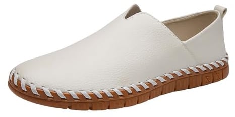 Maskjuwio Mocasines para hombre, color negro, zapatos casuales, sin cordones, zapatos de traje, planos y cómodos, zapatos de negocios, para pies anchos, ligeros, zapatos de fitness, impermeables