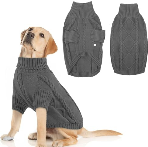 Mayoii Warm Hundepullover, Pullover Hund, Hundepullover Kleine Hunde, Rollkragenpullover Hundepullovers Grosse Hunde, Hundepullovers Fleece Mittelgroße (Dunkelgrau, S)