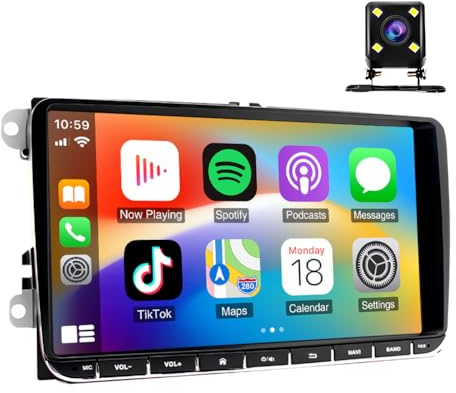 2+32G Radio Coche para Volkswagen VW AMAROK 2011-2016 con CarPlay Android Auto, Pantalla táctil de 9 Pulgadas Autoradio Reproductor con GPS Navegación Bluetooth WiFi FM SWC cámara de Respaldo