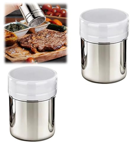 2 Stück Puderzuckerstreuer,Kakaostreuer Für Cappuccino,Mehlsieb,Zimtstreuer | Mehlstreuer Mit Deckel,Edelstahl Zimt Kakao Streuer,Staubzuckerstreuer, Für Kakao,Kaffee,Schokolade,Zucker,Salz