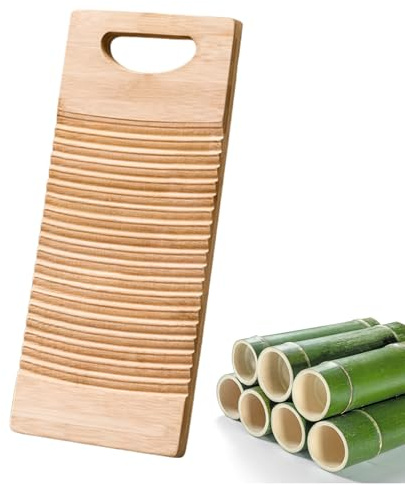 Asse Da Lavare In Legno – Piccola Tavola Per Bucato Con Motivo A Onde | Lavatrice Manuale In Legno Naturale | Strumento Di Pulizia Per Lavaggio A Mano Delicato