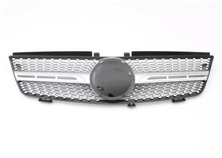 Grill Kühlergrill Für ML W164 ML320 ML350 ML500 2005-2008 Für GTR Style Auto Frontstoßstangengitter Schwarz Racing Grille Diamonds Style Front Kühlergrill(Diamond-Silver)