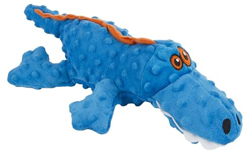 goDog Gators Squeaky Plush Dog Toy, Chew Guard Technology - Blue, Large
