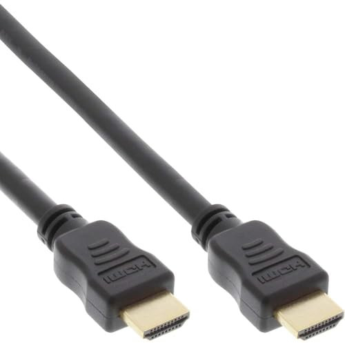 InLine HDMI Kabel, HDMI-High Speed mit Ethernet, Premium, Stecker/Stecker, schwarz/Gold, 2m