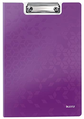 Leitz WOW A4 Klemmbrettmappe mit Abdeckung, Leichtes Polyfoam, Strapazierfähiges Klemmbrett mit Abdeckung, Für bis zu 80 Blatt, Violett, 41990062
