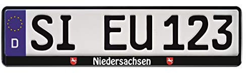 1 Paar Kennzeichenhalter schwarz mit Bundesland Motiv Wappen Bedruckt Kennzeichenhalterung Kennzeichenrahmen (Niedersachsen)