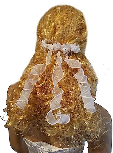 LadyMYP Haarschmuck/Kopfschmuck/Haarbänder mit Perlen und 5 Blüten Hochzeit Kommunion (Ivory)