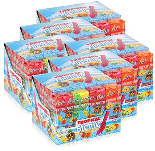 Flic'n'lic Lutscher Tropical 24 Stück 336g - Doppelter Fruchtgeschmack (6er Pack)