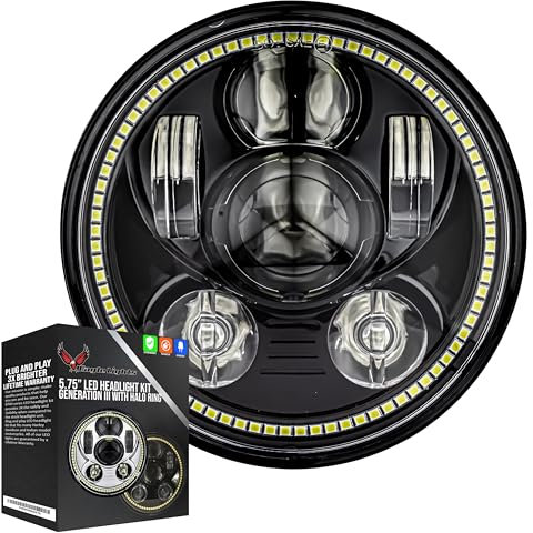 Eagle Lights 8900BG3H-SCOUT Indian Scout Motorrad LED-Scheinwerfer mit weißem Halo-Ring, passend für Scout 60 ab 2015, Scout und Scout Bobber, Schwarz