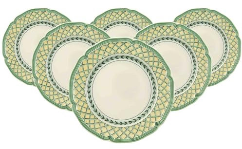 Villeroy & Boch French Garden Orange Lot de 6 assiettes à petit-déjeuner, 21 cm, assiettes à dessert avec décor floral, en porcelaine de qualité supérieure, blanc/multicolore