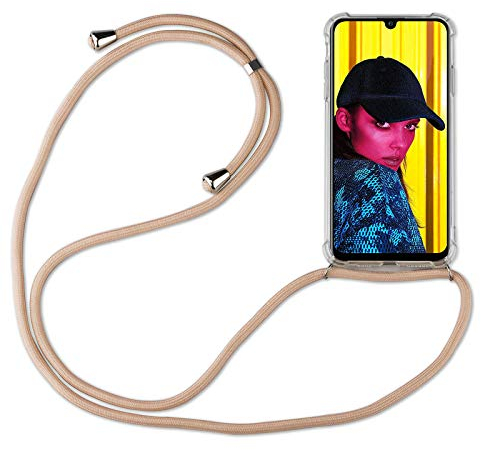 betterfon Hülle Kompatibel mit Huawei P Smart (2019) | Handykette Smartphone Halskette Hülle mit Band | Handyhülle mit Kordel zum Umhängen Kompatibel für P Smart (2019) | Beige/Braun