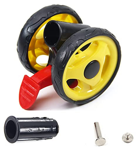 MroMax Kinderwagen-Rad-Set, 92 mm x 18 mm, Rad mit Bremse, für 19 mm runde Rohre, Kunststoff-Rad Ersatz für Kinderwagen und Haustier-Kinderwagen, Schwarz und Gelb, 1 Stück