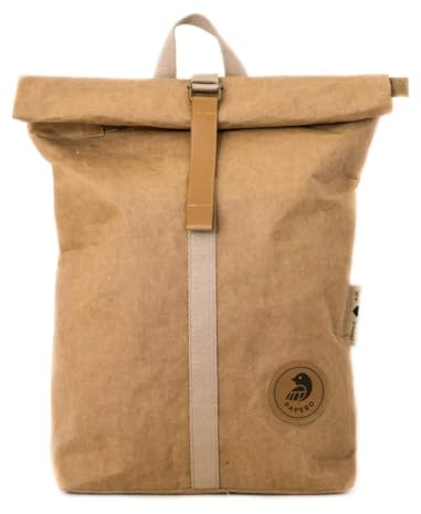 PAPERO ® Rucksack -Cougar- Aus Waschbarem Kraftpapier | Leicht, Robust, Wasserdicht | Vegan Nachwachsendes Material | FSC Zertifiziert | Business Taschen, Bagpack (Hellbraun mini 13L)