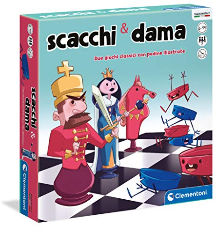 Clementoni - Dama e Scacchi, Gioco da Tavolo Ragazzi 6+ Anni e Adulti, con Pedine Illustrate, per 2 Giocatori, Idea Regalo Made in Italy, Lingua Italiana, 16292