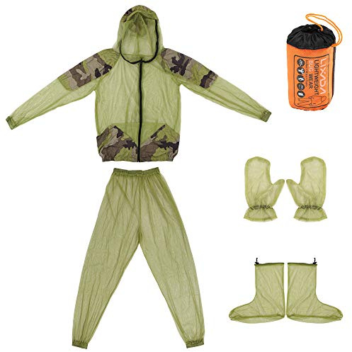 Lixada Mosquito Resistant Clothing, Outdoor Mosquito Repellent Suit Mesh Hooded Suits Protective Mesh Shirt Gloves Pants for Fishing Hunting Bee feeding Men Women S-3XL