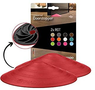 Doornado Starker Gummi Türstopper - Türhalter ohne Bohren - Für alle Arten von Türen und Böden - 118x25mm – Designpreis - Rot