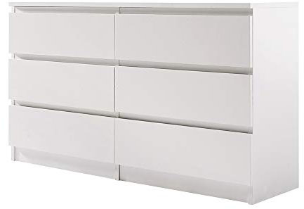 Panana Wooden 3/4/5/6 Chest of Drawers with Metal Runners Modern Bedside Storage Cabinet for Living Room Hallway Bedroom (White, 6 Drawer Chest)