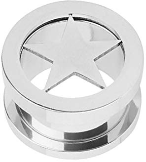 Taffstyle Flesh Tunnel Edelstahl | Schraubverschluss mit Stern Star Inlay