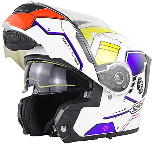 Bluetooth Motorradhelm Klapphelme ECE-Geprüft Doppelvisier Anti-Fog Modular Helm Mopedhelm Motorradhelm Integralhelme Rollerhelm A,XXXl.