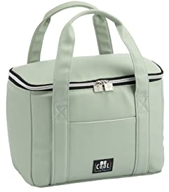 Elegante City Nevera en verde menta 28 x 18 x 21 cm, aprox. 10,5 l de volumen con amplias asas para picnic, escuela, excursiones, viajes, cosméticos