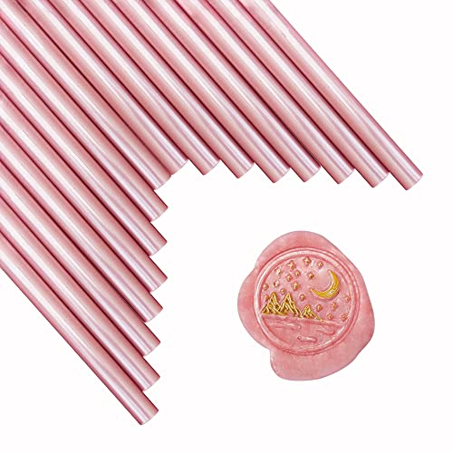 Wachssiegelstäbe, ANBOSE 16 Stück Klebepistole Siegelwachsstäbe für Wachssiegelstempel, Roségold Wachssiegelstäbe für 0,44-Zoll-Klebepistole, für Hochzeitseinladungen, Karten, Umschläge