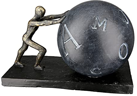 Casablanca modernes Design GILDE Dko Skulptur Buchstaben Ball - Wissen und Fantasie - Kunstharz anthrazitfarben, bronzefarben 37351 - Breite 25 cm