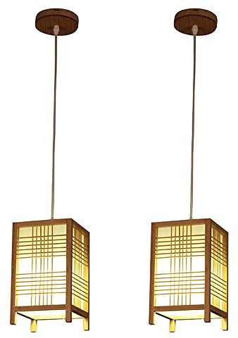 PAZWAHF Lampade a sospensione in bambù, lampadario in bambù in materiale naturale con baldacchino in legno, per soggiorno, camera da letto, ristorante, caffetteria, sala da tè, bar, sala da pranzo, cl