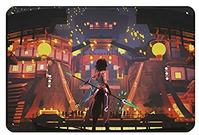KJHBVND Xiao Genshin Impact Q Blechschild Vintage Metall Pub Club Cafe Bar Home Wandkunst Dekoration Poster Retro 20,3 x 30,5 cm
