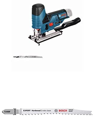 Bosch Professional Stichsäge GST 12V-70 (2x Sägeblatt, ohne Akkus Ladegerät) + 3x Sägeblatt Expert ‘Hardwood 2-Side Clean’ T 308 BFP (für Küchenarbeits-, Kunststoffbeschichtete Platten,117 mm)