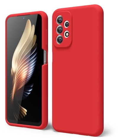 oakxco for Samsung Galaxy A23 5G Phone Case Silicone, Thin Slim Grip Soft Rubber Gel Protective Phone Case for Women, Matte Plain Solid Color Aesthetic Cute Girly Case with Camera Cover, Red