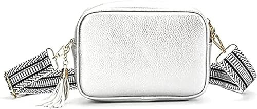 Ladies Leather Crossbody Bag for Women – Small Shoulder Handbag with Adjustable Strap, Genuine PU Travel Bags, Daily Wide Strap Bag for Work, Nights Out & Holiday (8923 Silver)