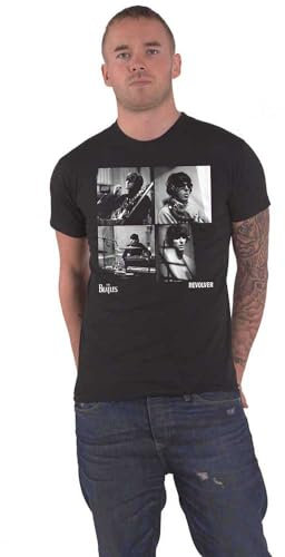 The Beatles T Shirt Revolver Studio Shots Band Logo Official Mens Black XL