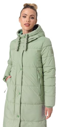 MARIKOO Damen Winterjacke lang Winter Stepp Jacke Mantel Steppjacke warm gefüttert B968 [B968-Soran-Smokey-Mint-Gr.L]