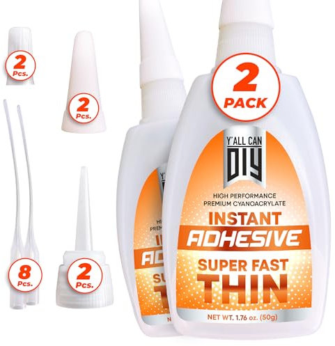 2 Pk X 1.76 Oz. (50g) CA Glue - Medium Thin 300 CPS Viscosity Cyanoacrylate Glue for Woodworking - Model Car Glue, Strong Bonds in Model Airplane, Wood Projects. Fast Drying, Instant Wood Glue