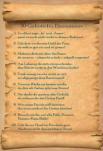 Blechschild 18x12 cm 10 Gebote für Ehemänner sage ja Wand Deko Bar Kneipe Sammler Geschenk