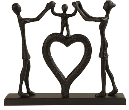 Lifestyle & More Skulptur Dekofigur Familie aus Metall auf Holzsockel stehend schwarz 38x32 cm