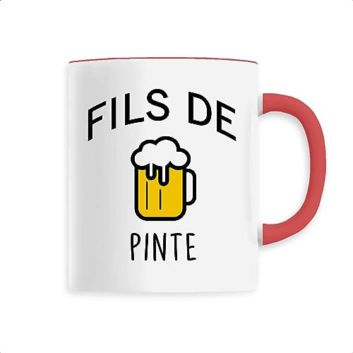 Taza de hilo de pinta – Fabricado en Francia – Taza original de cerámica – Regalo de cumpleaños Apéro Humor original rigolo (rojo)