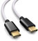 Cable de carga de nylon de 3 m para el mando de Playstation 5, cable USB C a C, USB 3.1 (USB 3.0), cable de carga, cubierta de tela, enchufe de aluminio, blanco