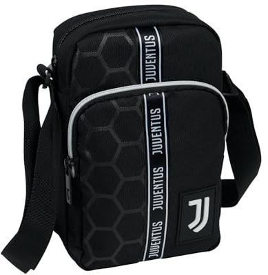 Seven Umhängetasche für Herren – F.C. Juventus Fußball, Schwarz und Weiß, Öffnung mit Reißverschluss, Gürteltasche für Jungen, Juventino-Fan, Fußball-Gadget der Serie A, Schwarz/Weiß, Taglia Unica,