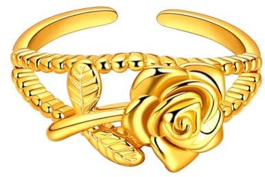 SEIHOP Rose Adjustable Rings Flower Open Ring Elegant 18K Gold Plated Jewelry Gifts for Women KR0013Y