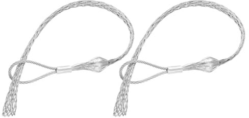 sourcing map Cable Pulling Grip for 60-75mm Cable 140cm Wire Mesh Puller Socks Grip Single Head Galvanizing Steel Wire Grips Net Cover Smooth,2 Pcs(Silver)