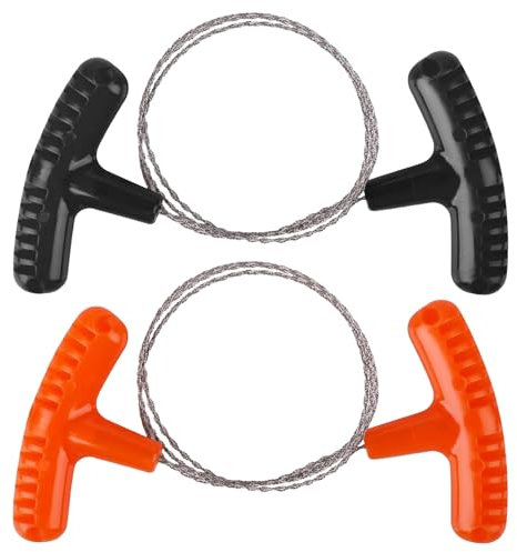 Mini Sierra de Alambre de Acero Inoxidable,2 Piezas Cable Corte Dentado Bolsillo,Sierra de Alambre,70 cm,Adecuado para Jardinería al Aire Libre,Camping,Corte de Madera (Negro+Naranja)