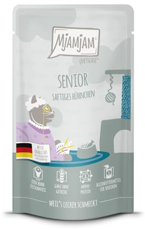 MjAMjAM - Premium Nassfutter für Katzen - Senior – Saftiges Hühnchen, 1er Pack (1x125g), getreidefrei