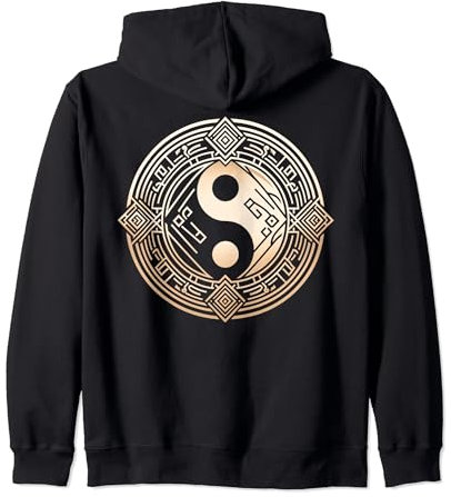 Cooles Yin und Yang Symbol Art Deco Art Style Herren Damen Kapuzenjacke