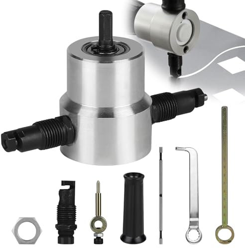 CPROSP Coupe-tôle pour visseuse sans fil, grignoteuse à tôle à double tête, réglable, outil de coupe avec embout de coupe ronde