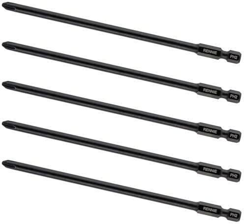 5 x Rennie Tools 141mm Long PH2 Compatible with Makita 6834 Autofeed Collated Drywall Screwdriver Gun Bit Heavy Duty Phillips No.2