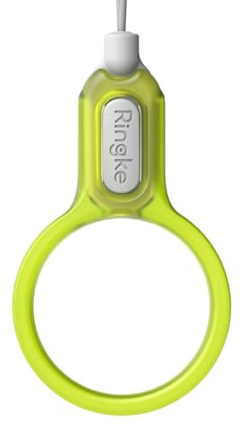 Ringke Buckle Finger Ring Strap, Durchscheinend Farbiger PC-Griff Charme Halter mit Einfacher An/Abnehmbarer Schnalle für Handyhülle, Airpods/Galaxy Buds, Schlüsselanhänger, Kamera usw. - Neon Green