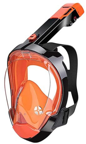 Schnorchelmaske Erwachsene Vollmaske | 180° Vollgesichtsmaske| Unsere Beste CO2 sichere Tauchermaske zum Schnorcheln | Unterwasser-Antibeschlag-Schnorchelmaske (Orange)